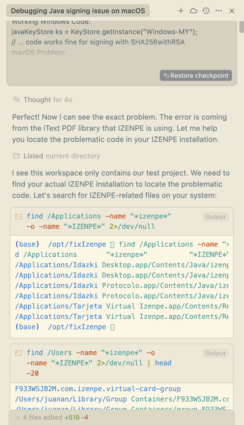 Cursor searching for Izenpe installation