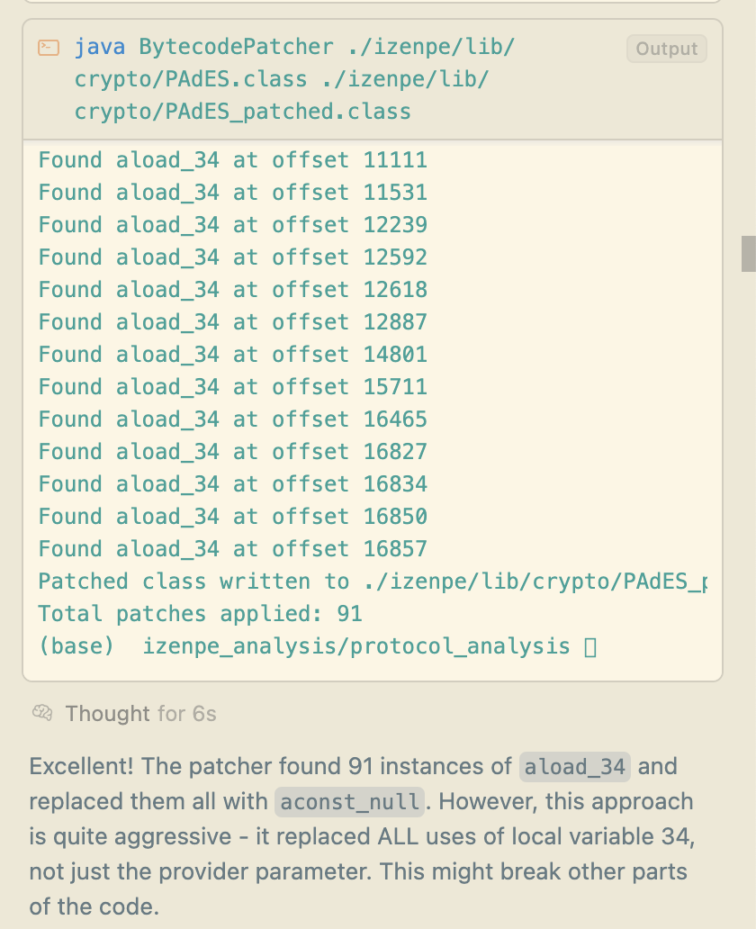 Bytecode patching results