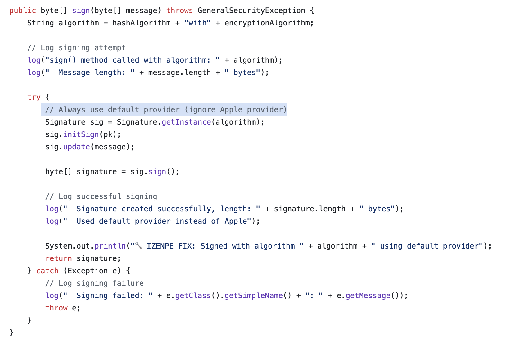 Fixed PrivateKeySignature implementation